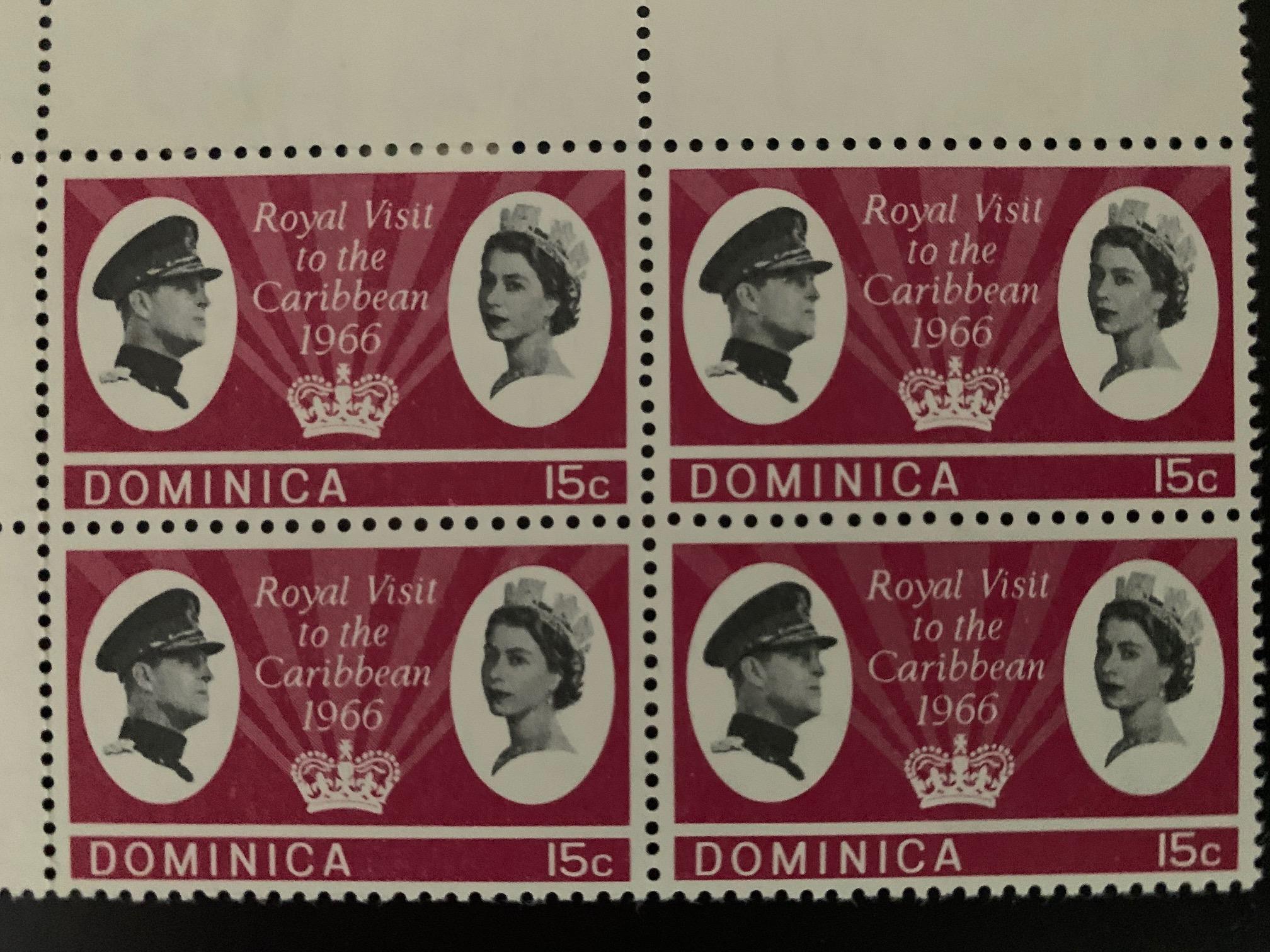 Dominica 1966 Royal Visit stamp - block of 4